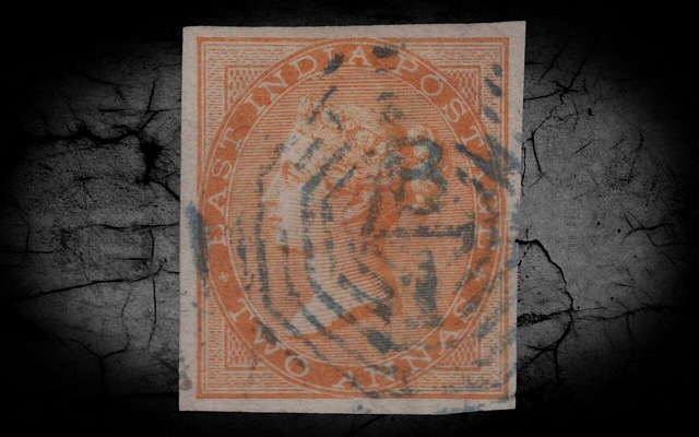India DLR QV 1865 SG62a 2a Orange Imperf Single w/Cert VFU CV£4000